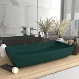 Luxury Basin Rectangular Matt Dark Green 71x38 cm Ceramic 146959