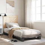 Bed Frame without Mattress Grey 90x200 cm Solid Wood Pine 3281562