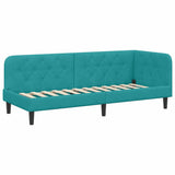 Corner Bed Frame with Headboard Turquoise 80 x 200 cm Velvet 42016594