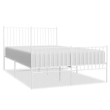 Metal Bed Frame without Mattress with Footboard White 140x190cm 350949