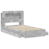 Bed Frame with Storage with Drawer Concrete Grey 75 x 190 cm 3433612