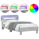 Bed Frame without Mattress with LED Lights Concrete Grey 75x190 cm Small Single 838753