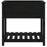 Planter with Shelf Black 82.5x54x81 cm Solid Wood Pine 823784