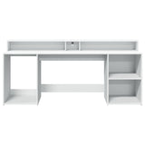 ZNTS Desk with LED Lights White 200x55x91 cm Engineered Wood 3309438