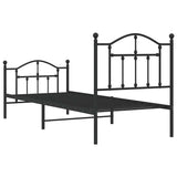 Metal Bed Frame without Mattress with Footboard Black 90x190cm 353449