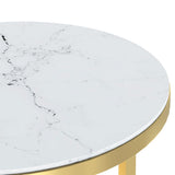 Side Table Gold and White Marble 45 cm Tempered Glass 331664