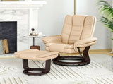 Faux Leather 135&deg Reclining Chair and Footstool - Beige T3398P343501