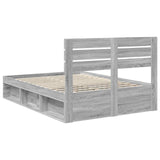 Bed Frame Grey Sonoma 150 x 200 cm Solid Pine Wood 3411404