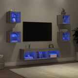 7 Piece TV Wall Units with LED Grey Sonoma Engineered Wood 3216588
