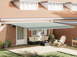 Retractable Awning Green and white 450 x 350 cm Fabric 3331190