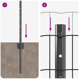 Welded Wire Fence 10 x 0.4 m PVC-Coated Steel Grey Mesh 3336078
