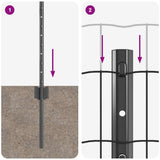 Fence with Posts Grey 0.6 x 10 m Steel 3336071