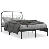 Metal Bed Frame without Mattress with Headboard Black 120x190cm 377114