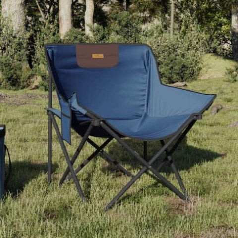 ZNTS Camping Chairs with Pocket Foldable 2 pcs Blue 366547