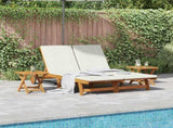 Sun Lounger Reclining Cream White Solid Acacia Wood 3407699