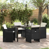 Garden Dining Set 5 pcs Black Poly Rattan 3380590