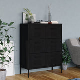 Drawer Cabinet Black Steel Medium Storage Cabinet Rectangular 336151