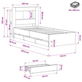 Bed Frame with Storage and Headboard Artisan Oak 90 x 200 cm 3445815
