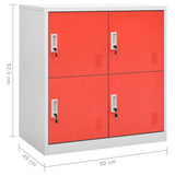 Locker Cabinets 5 pcs Light Grey and Red 90x45x92,5 cm Steel 3095229