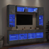 6 Piece TV Wall Cabinet Set with LED Lights Concrete Grey 3216800