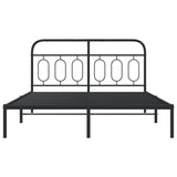 Metal Bed Frame without Mattress with Headboard Black 140x200cm 377118