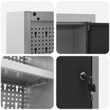 Tool Cabinet Set with Shelf 3 pcs Black Powder-Coated Steel 3321404