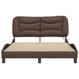 Bed Frame with LED without Mattress "Hvar" Brown 140x200 cm 3213936