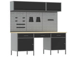 Work Cabinet with Drawer 10 pcs Black Engineered Wood and Steel 3321476