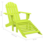 Garden Adirondack Chair with Ottoman Solid Fir Wood Green 315866