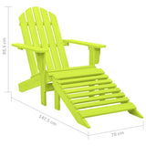 Garden Adirondack Chair with Ottoman Solid Fir Wood Green 315866