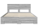 Bed Frame with Drawer Grey Sonoma 135 x 190 cm Engineered Wood 3408277