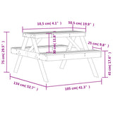 Picnic Table 105x134x75 cm Impregnated Wood Pine 832571