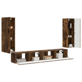 TV Wall Cabinet Set 4 pcs Smoked Oak Engineered Wood 3408930