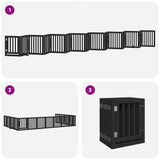 Dog Gate with Door Foldable 15 Panels Black 750 cm Poplar Wood 3155655