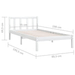 Bed Frame without Mattress White Solid Wood Small Single 810043