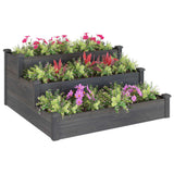 Garden Raised Bed Grey 120x120x56 cm Solid Wood Fir 364306