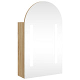 Bathroom Mirror Cabinet with LED Light Arched Oak 42x13x70 cm 357976