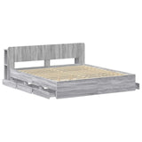 Bed Frame with Storage Grey Sonoma 180 x 200 cm Engineered Wood 3433981