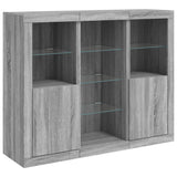 Sideboards with LED Lights 3 pcs Grey Sonoma Engineered Wood 3209126