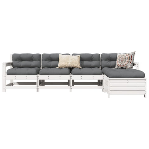 ZNTS 5 Piece Garden Sofa Set White Solid Wood Pine 3250853