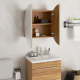 Bathroom Cabinet with Round Mirror&LED Oak 47x47x17.5 cm 345586