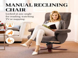 Faux Microfibre Leather Manual Recliner and Footstool Set - Dark Brown T3398P343469