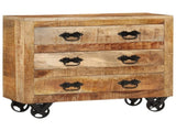 Sideboard with 3 Drawers 80x30x65 cm Solid Rough Wood Mango 351690