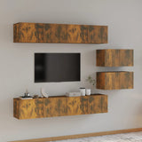 4 Piece TV Cabinet Set Smoked Oak Engineered Wood 3114603