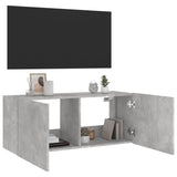 TV Wall Cabinet with LED Lights Concrete Grey 100x35x41 cm 837326