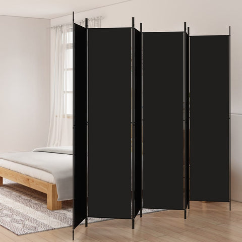 6-Panel Room Divider Black 300x220 cm Fabric 350209