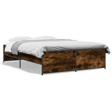 Bed Frame Smoked Oak Engineered wood, metal Double Durable 3279894
