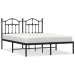 Metal Bed Frame without Mattress with Headboard Black 140x200cm 353440