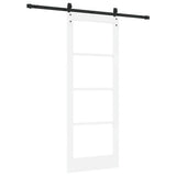 Sliding Door White 78 x 202 cm Solid Pine Wood and Glass 3332328