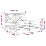 Bed Frame without Mattress with Headboard 200x200 cm Solid Wood 3281561